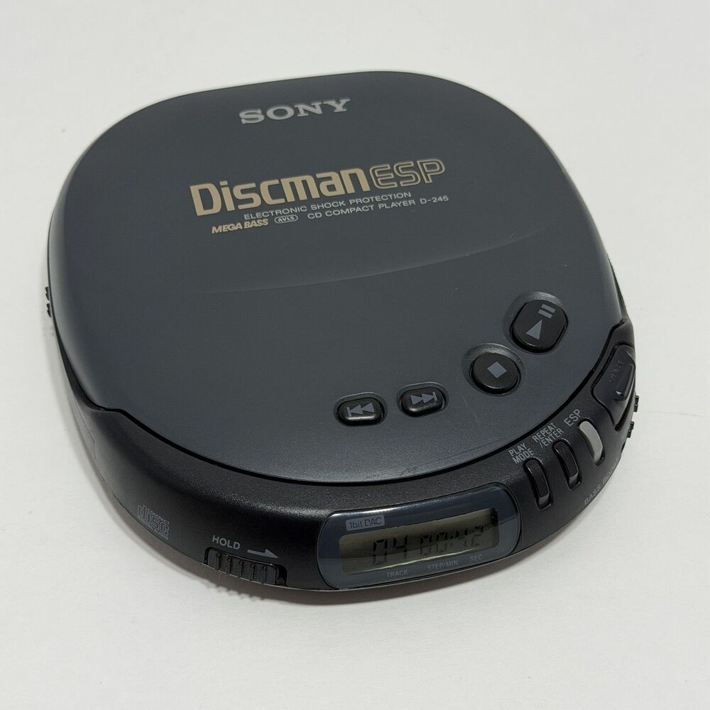 Vintage Sony Discman ESP D-245 Portable CD Player Mega Bass Tested WORKS 1995
